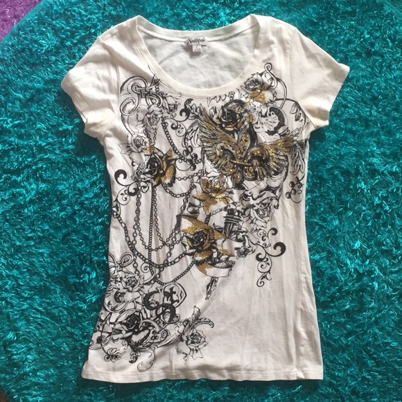 South Pole Tops - South Pole white, black, and gold top with studs